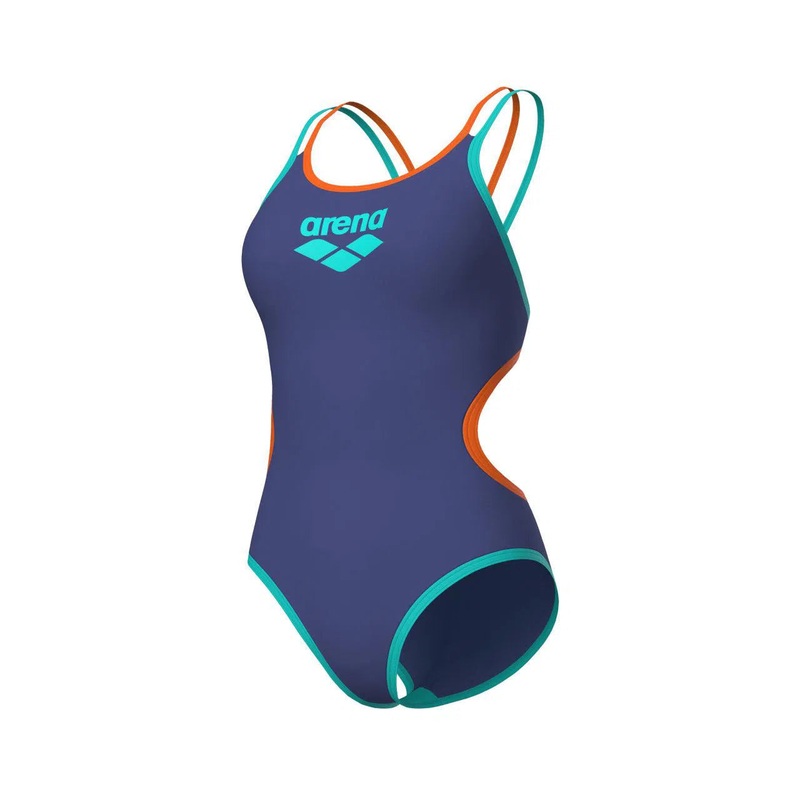 Arena One Double Cross Back One Piece Badpak Dames Donker Blauw 32