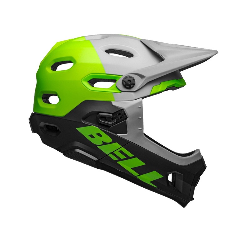 Bell Super DH MIPS Full Face Helmet – Unhinged Matt-Gloss Gray-Green-Black – 2019 Unhinged Matt – Gloss Gray – Green – Black Medium