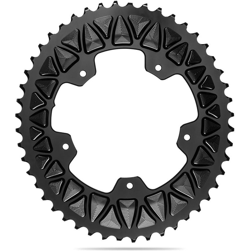 absoluteBLACK Oval Premium Shimano 110BCD 5 Bolt Double Sub Compact Chainring Black 48T