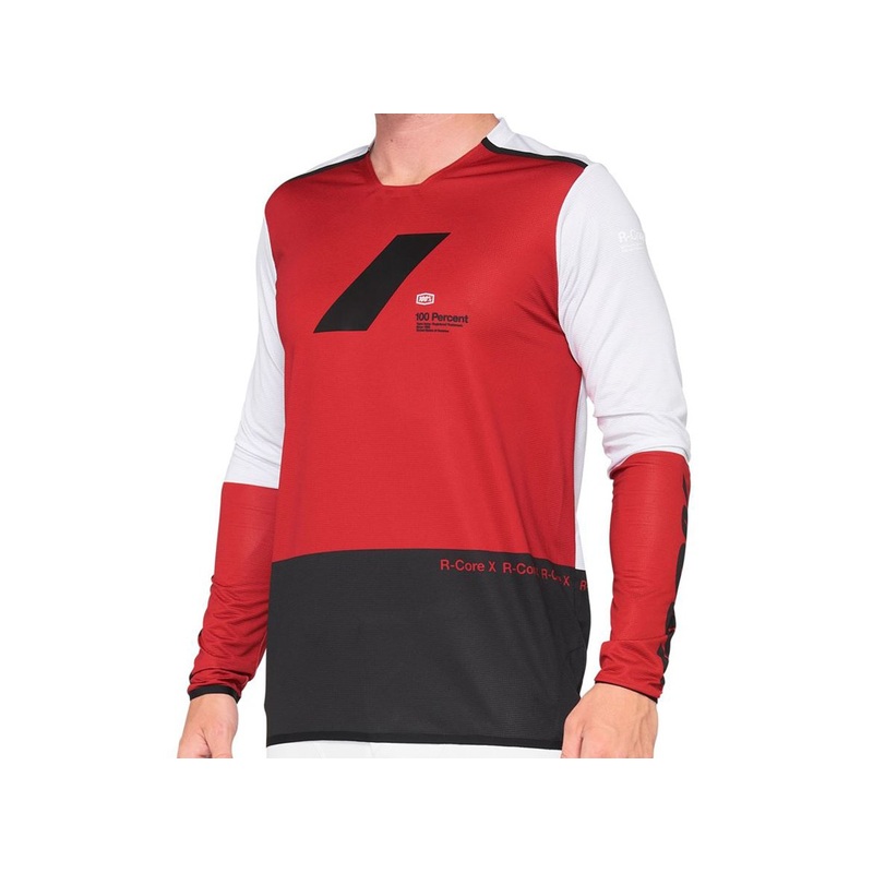 100% R-Core X Long Sleeve DH/Enduro Jersey – Cherry-Black Cherry – Black Small