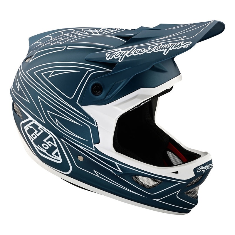 Troy Lee Designs D3 Fiberlite Full Face Helmet – Spider Stripe – Blue Blue X-Small