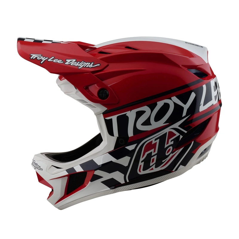 Troy Lee Designs D4 Polyacrylite Full Face Helmet – Fifty-50 – White-Red White – Red X-Small