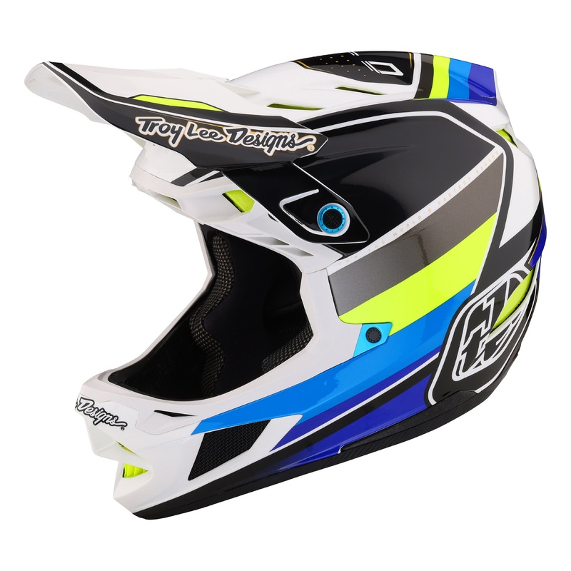 Troy Lee Designs D4 Composite Full Face Helmet with MIPS – Reverb – White-Blue White – Blue X-Small
